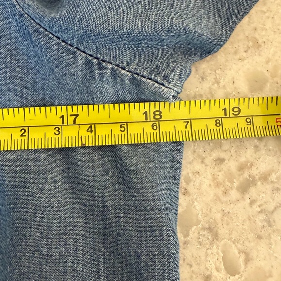 Express Light Denim Puff Sleeve Button Front Mini Shirt Dress Size S - Picture 9 of 11